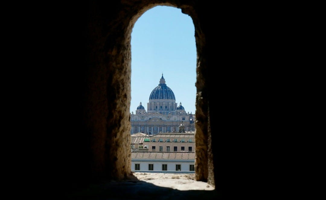 a view of a building through a window
