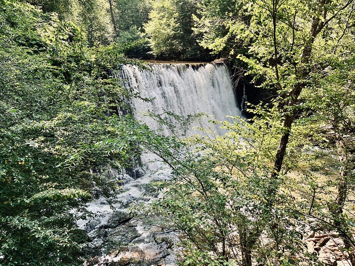 waterfalls, rocks, river, creek, trees