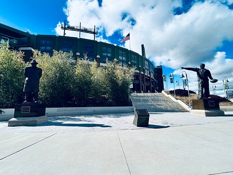 statues, sky, clouds, sidewalks