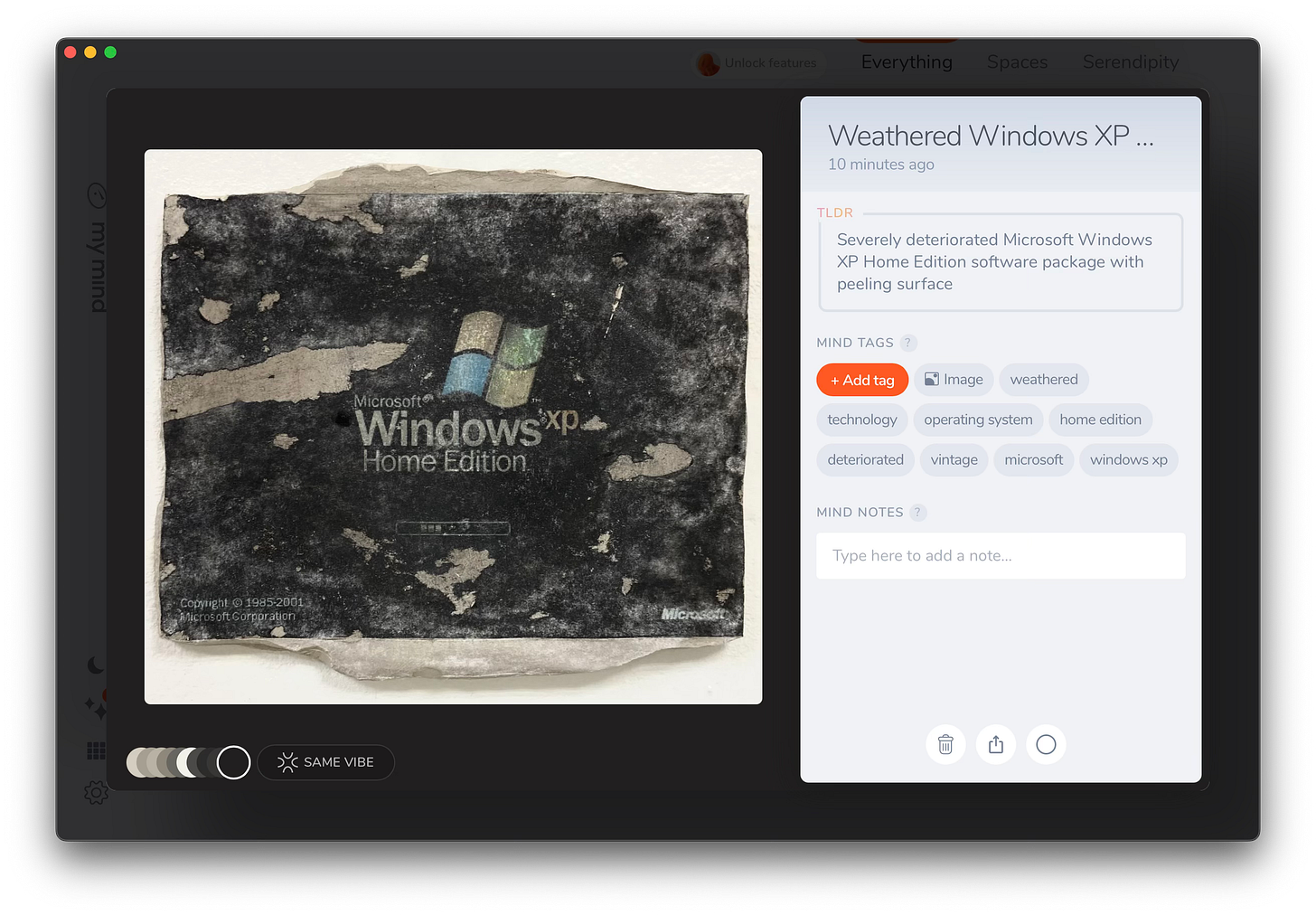 mymind Item’s Screen