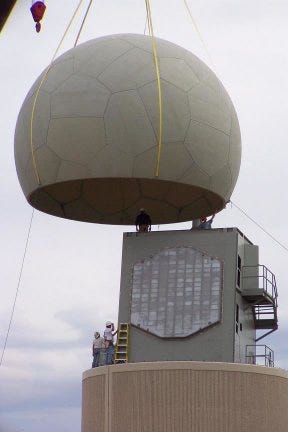 a radar dome with people showing how big it is a radar dome with people showing how big it is