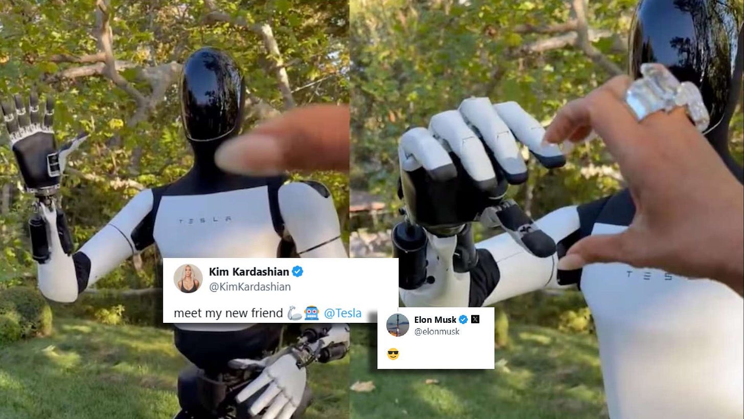 Watch Kim Kardashian Beat Her New Tesla Optimus Robot In A Game Of  Rock-Paper-Scissors; Internet Is Obsessed - Tech