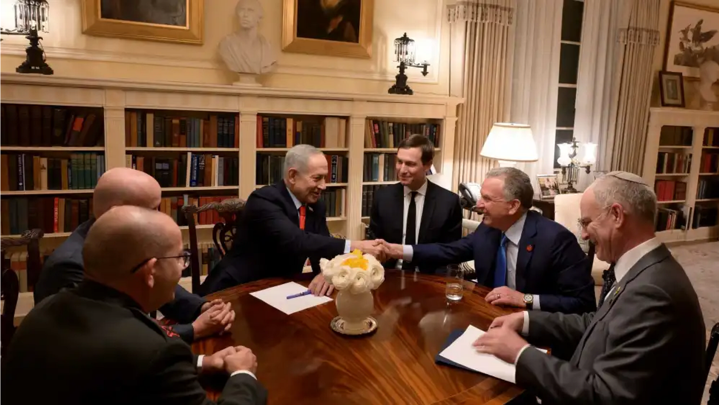 Benjamin Netanyahu shook Steve Witkoff’s hand at the table while Jared Kushner watched, a rare, almost childlike smile crossing his face — the private expression he reserves for old confidants.