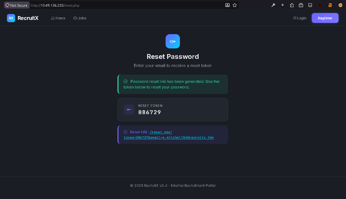 Password reset successful confirmation