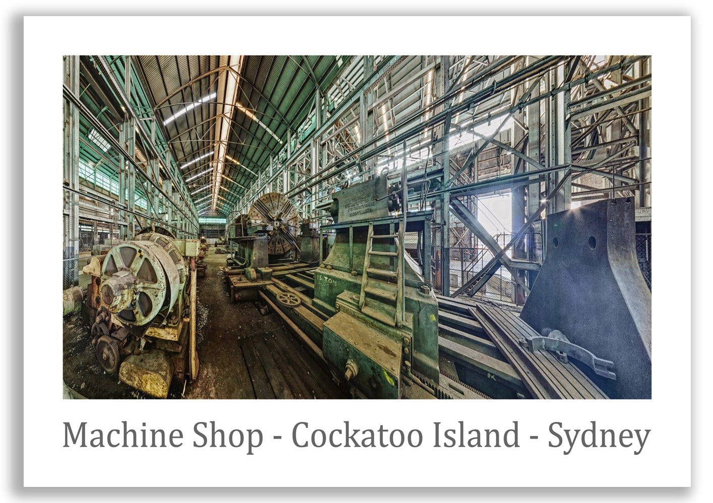 Poster print of the Thomas Shanks lathe, Cockatoo Island, Sydney, Australia