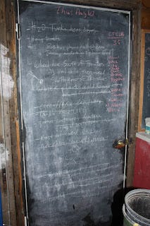 Chalk board with farm tasks