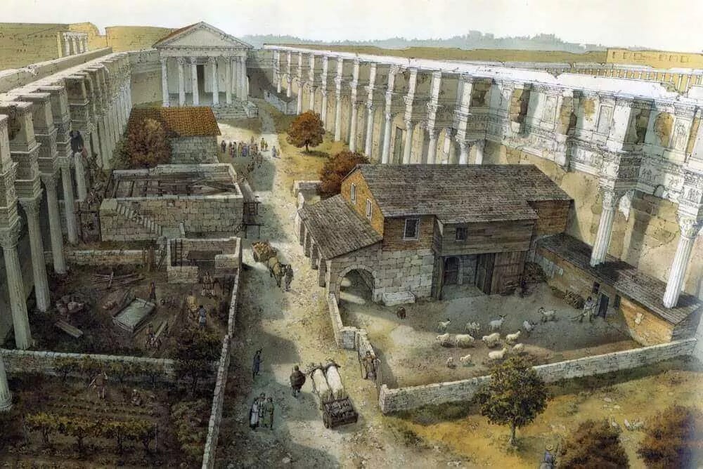 Reconstruction of the Forum of Nerva in the Middle Ages, unknown artist Reconstruction of the Forum of Nerva in the Middle Ages, unknown artist