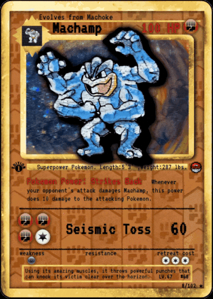 Machamp Holographic first edition digital tribute card from The Poketrader