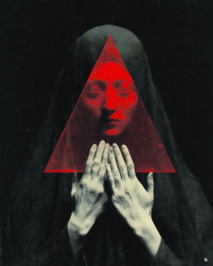 This may contain: a woman holding her hands in front of her face