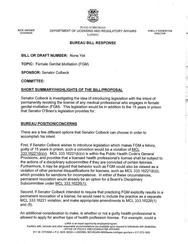 Buerau Bill Response