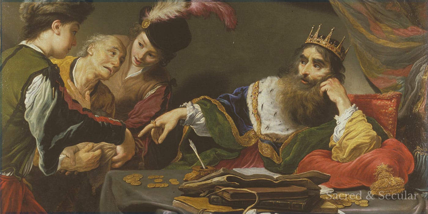 A dramatic Baroque painting by Claude Vignon showing the parable of the unforgiving servant, with richly dressed figures gathered in a tense scene of debt, judgement and mercy. A dramatic Baroque painting by Claude Vignon showing the parable of the unforgiving servant, with richly dressed figures gathered in a tense scene of debt, judgement and mercy.