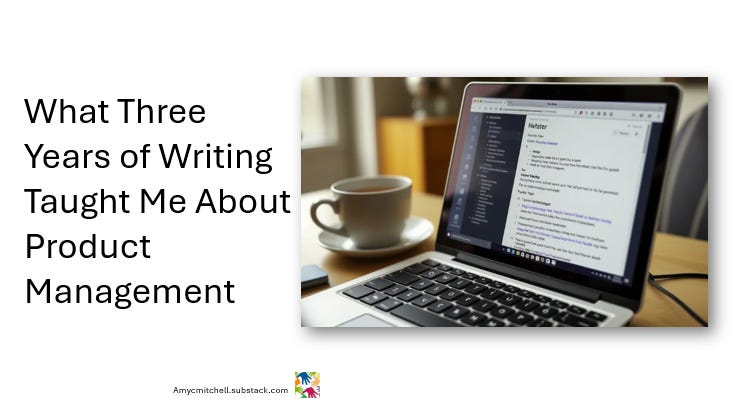 product manager writing a newsletter with hot tea in background