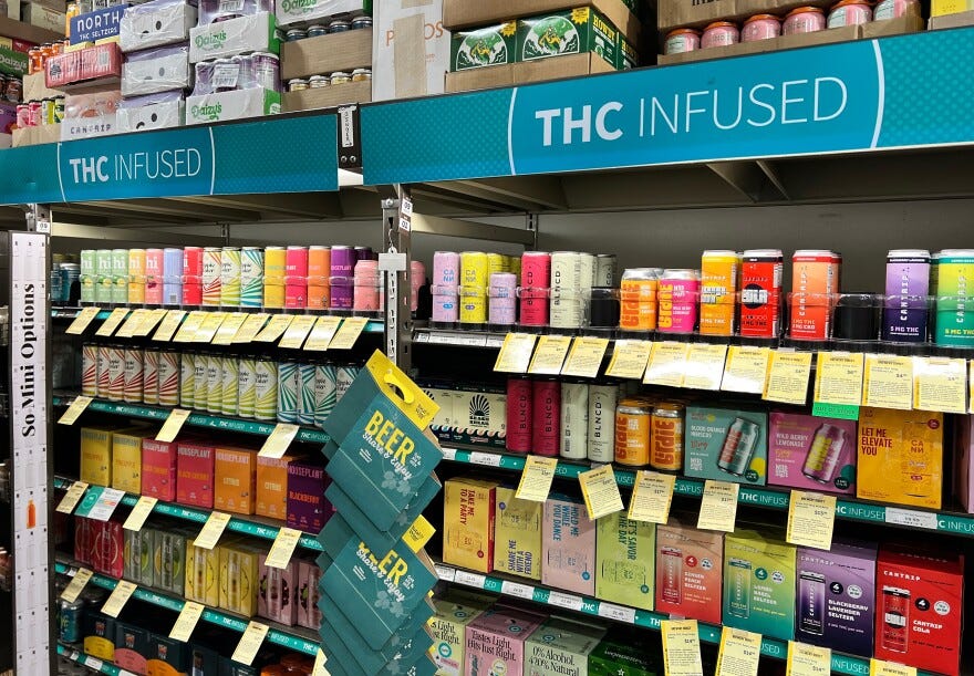 THC-infused drinks on sale at Total Wine in south Tempe on Feb. 10, 2025.