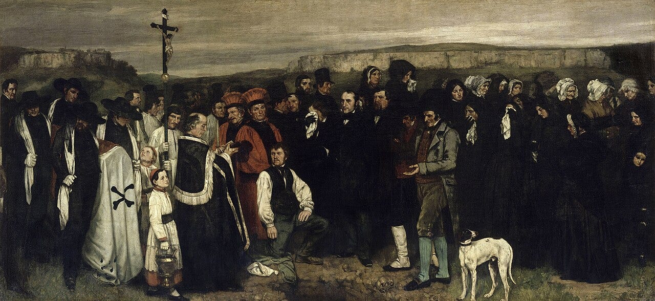 Gustave Courbet, A Burial at Ornans (1849-1850), Musée d’Orsay, Paris. Gustave Courbet, A Burial at Ornans (1849-1850), Musée d’Orsay, Paris.