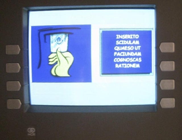 ATM screen showing a National Cash Register logo at the bottom ATM screen showing a National Cash Register logo at the bottom