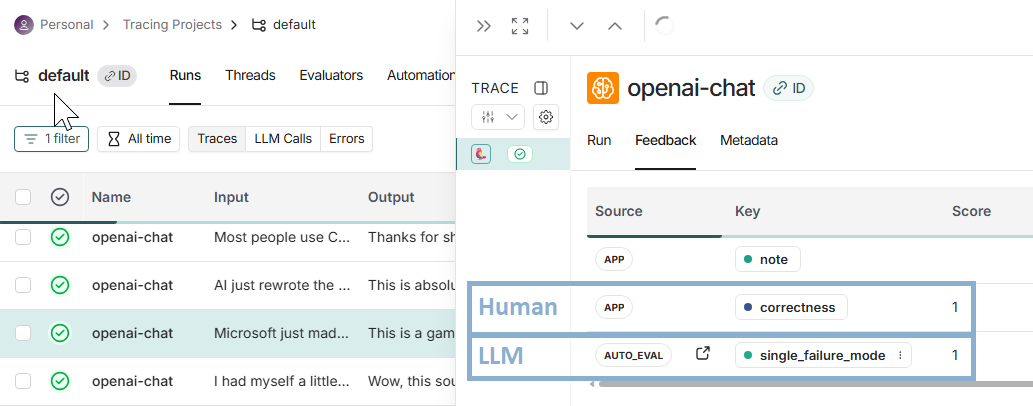 LLM-as-Judge eval and human annotations in LangSmith