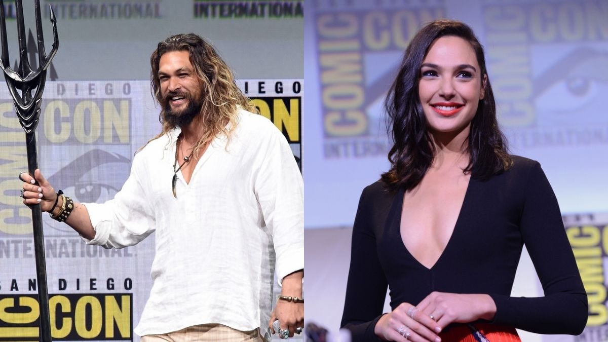 jason momoa gal gadot at comic con 2018 jason momoa gal gadot at comic con 2018