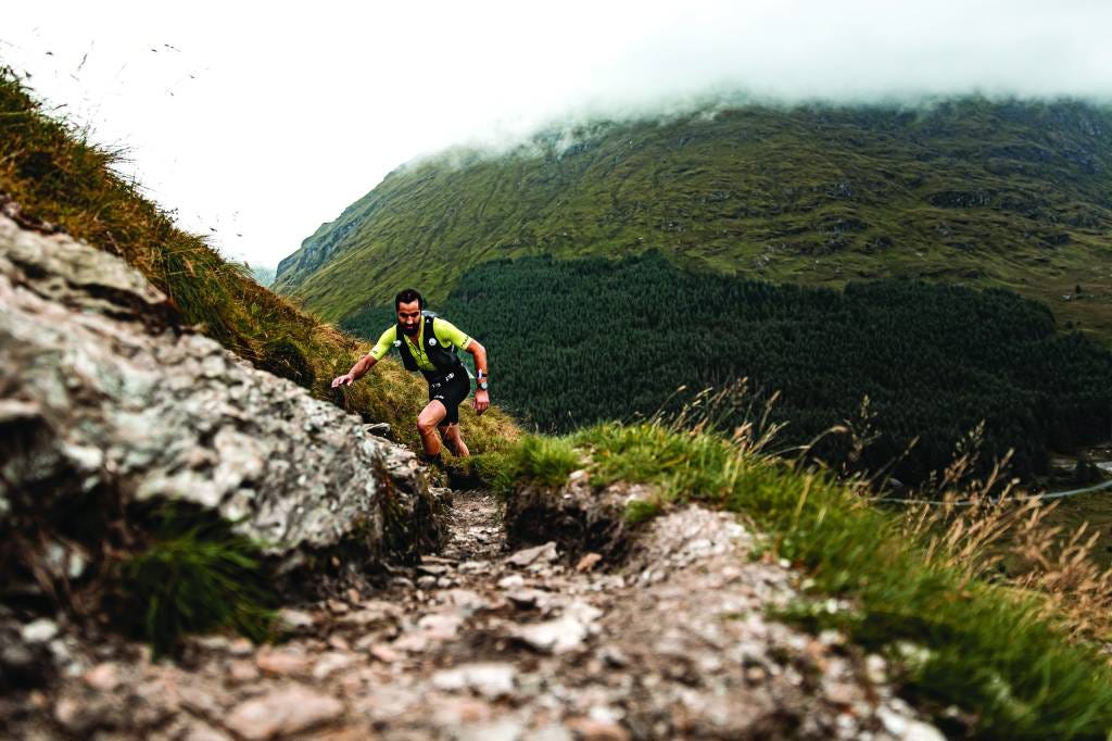man running on moutain