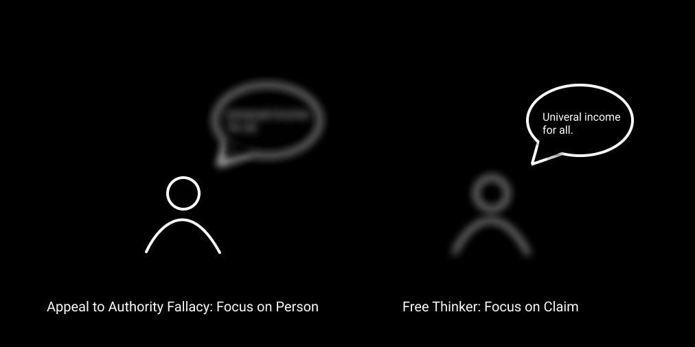 Appeal to authority fallacy versus Free Thinker