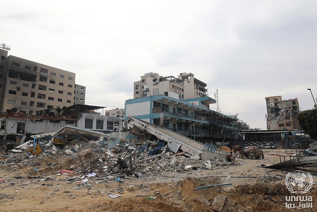 Destroyed UNRWA school in Gaza after strikes