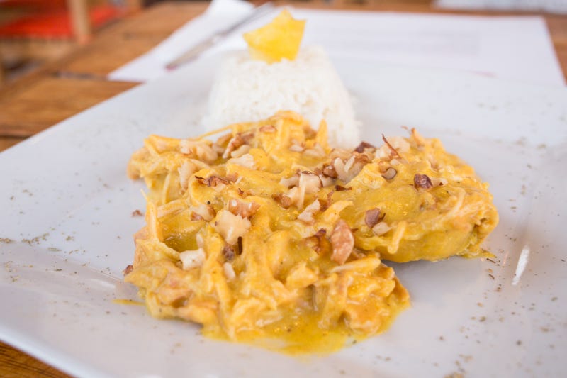 Smoked Ají de Gallina at Donde Teresa in Mancora, Peru