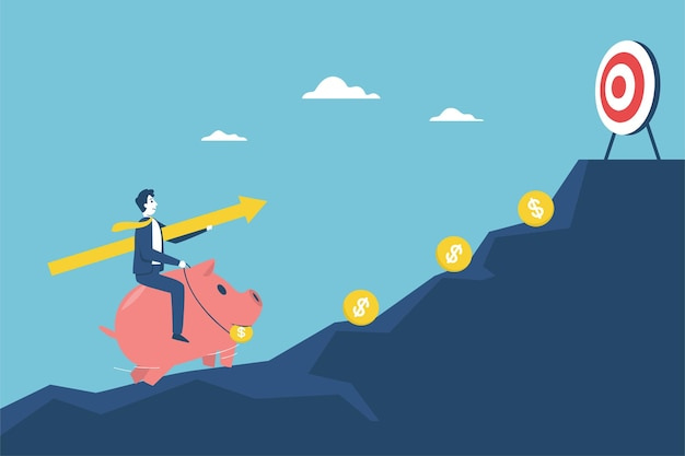 Free vector a businessman attacking a target means running a business in order to achieve it