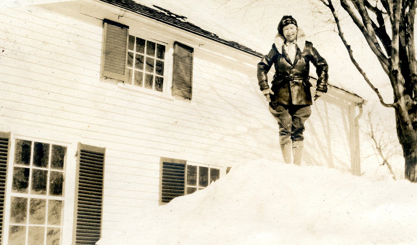 Lala Barr on pile of snow