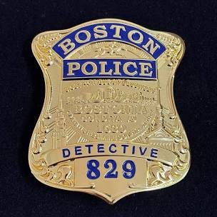 Boston Police Detective Badge With Number 829 Only Badge