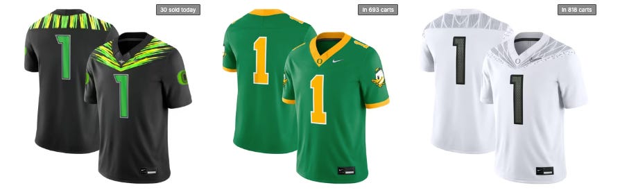 Oregon Ducks fan gear collection featuring team-licensed Nike women's tops, men's t-shirts, hoodies, jerseys, and hats. Perfect for game days and football weather. Deals on the latest Oregon Ducks fan gear, seats and premium Oregon Football coverage at www.Ducks4.Life