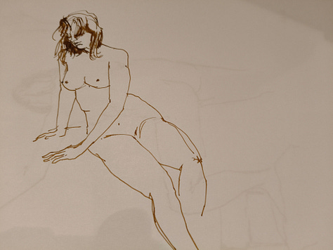 sketches of nude made in a life drawing class