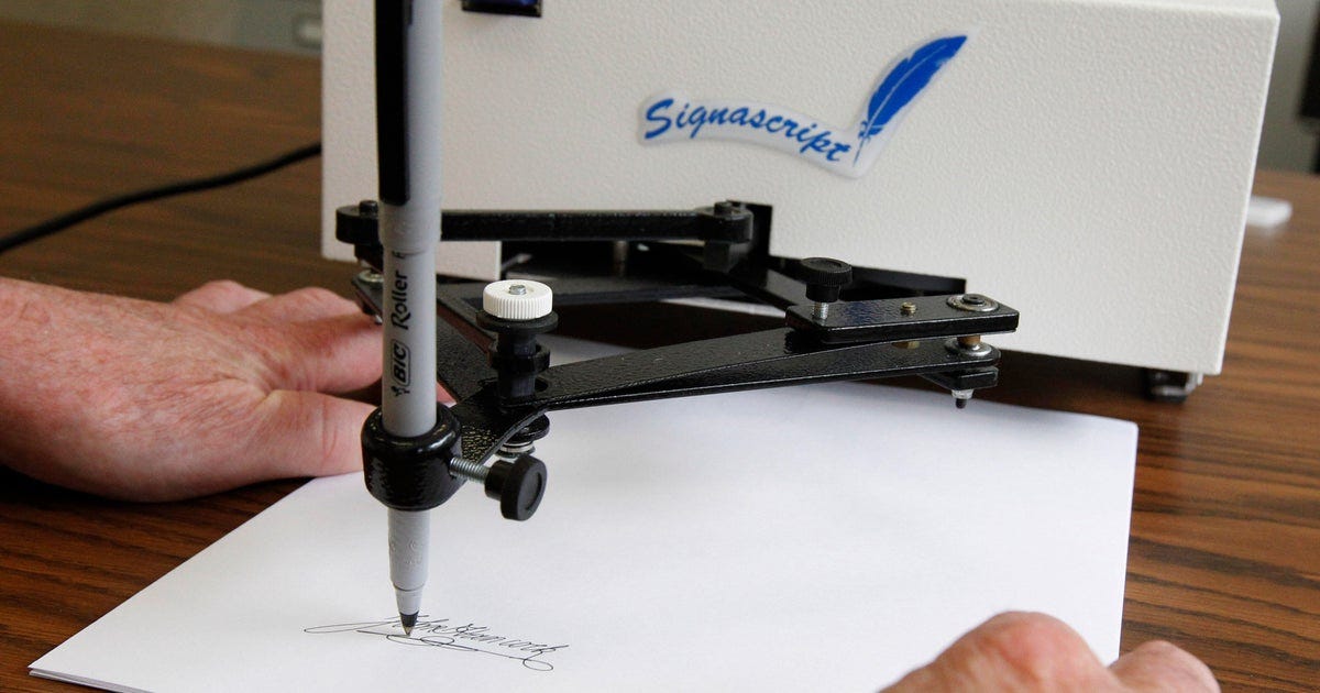 What is an autopen? Here's what to know about the devices used by  presidents, writers and more. - CBS News