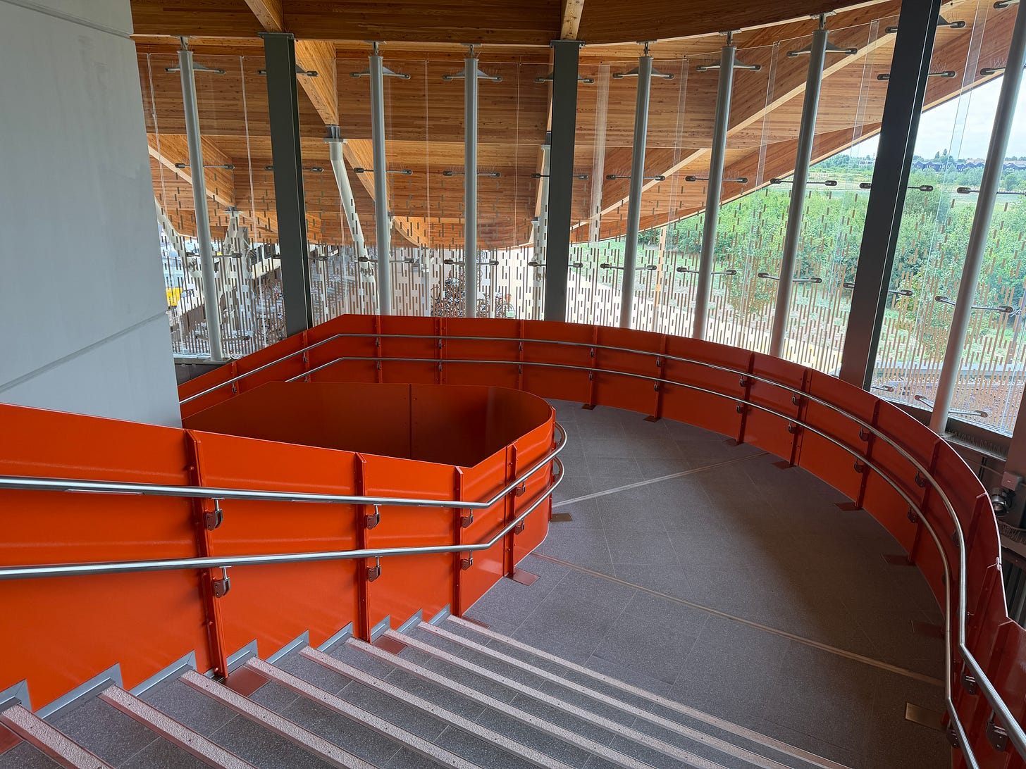 Photo of staircase on western side.