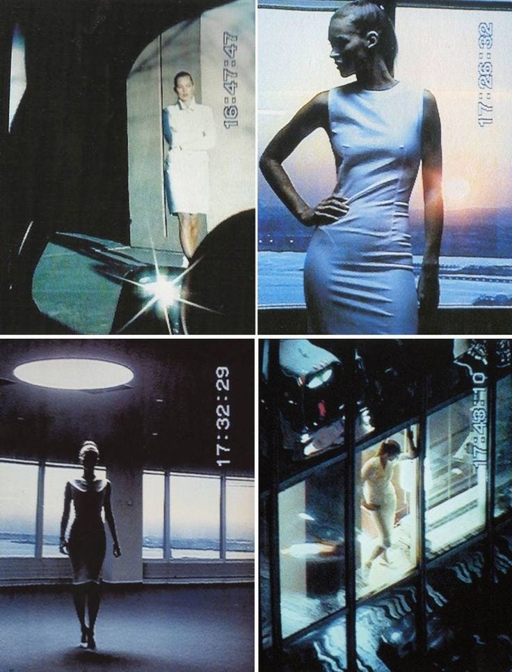 This may contain: four different shots of woman in white dress