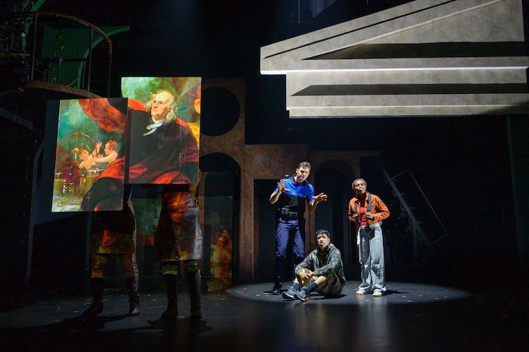 A heist at the Philadelphia Museum of Art as featured in Pig Iron Theatre Company's production of 'Franklin's Key,' running at Plays and Players Theatre through June 29.