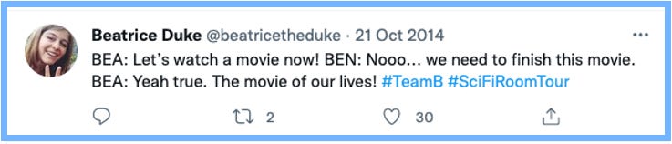 BEA: Let's watch a movie now! | BEN: Nooo... we need to finish this movie. | BEA: Yeah true. The movie of our lives! #TeamB #SciFiRoomTour