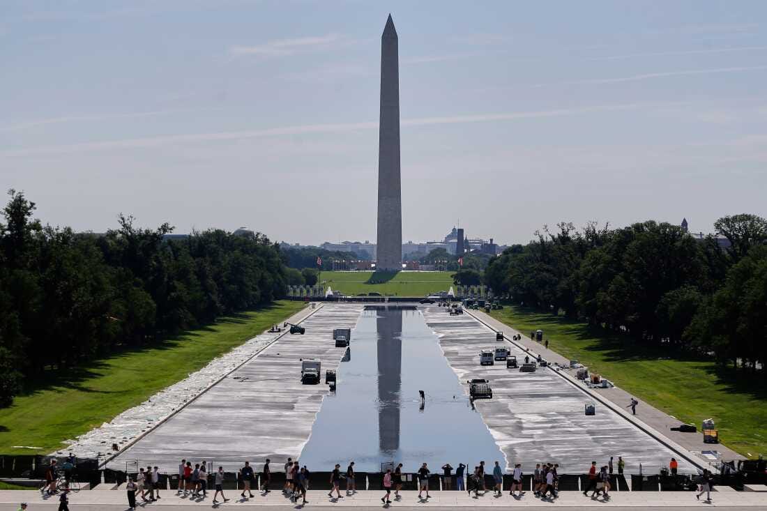 Reflecting Pool refills after Trump's repaint : NPR