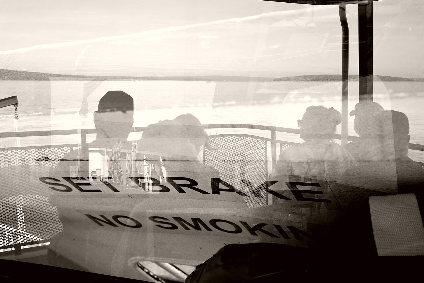 People on Ferry Double Exposure