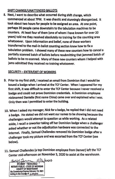 Mellissa Carone's affidavit from the 2020 election