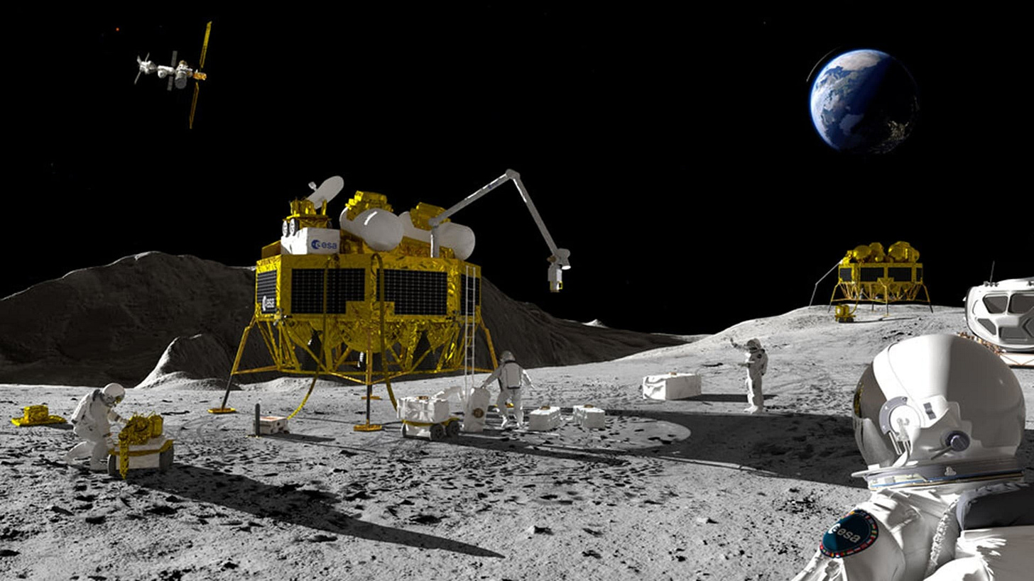 Artist's impression of a moon exploration scenario. (Image credit: ESA-ATG) Artist's impression of a moon exploration scenario. (Image credit: ESA-ATG)
