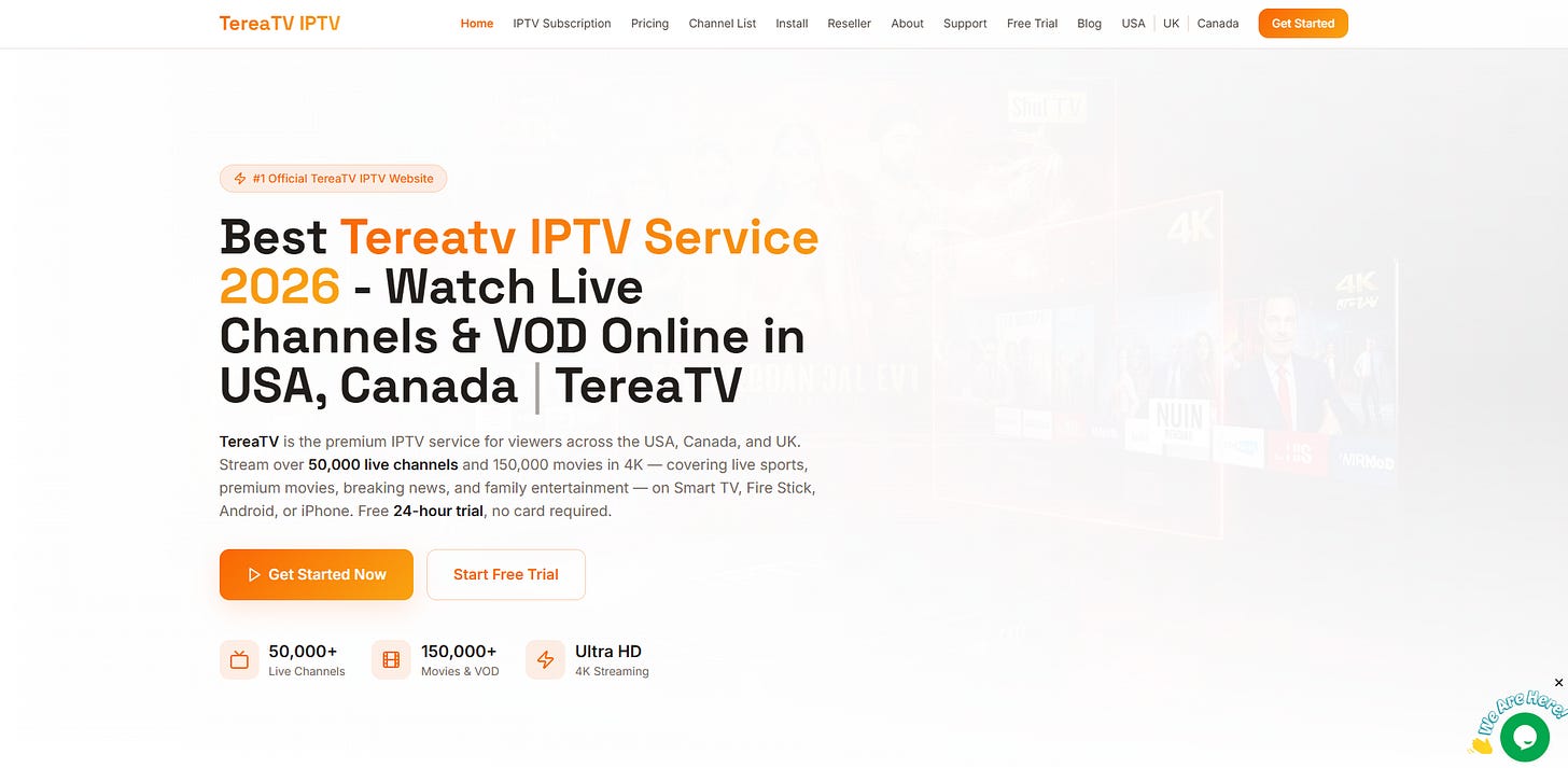 TereaTV website reference screenshot
