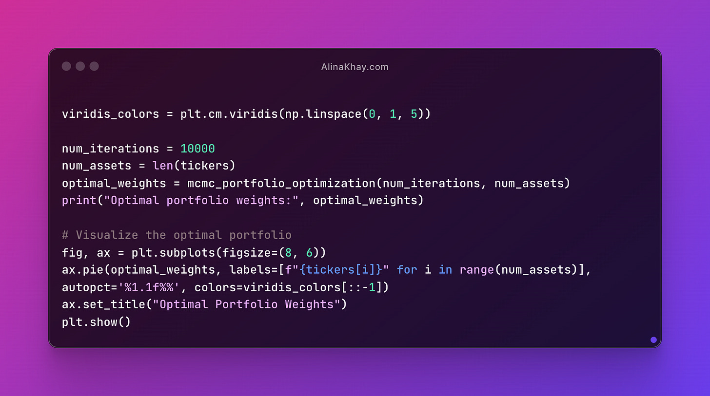 Sample MCMC Portfolio allocations with Python