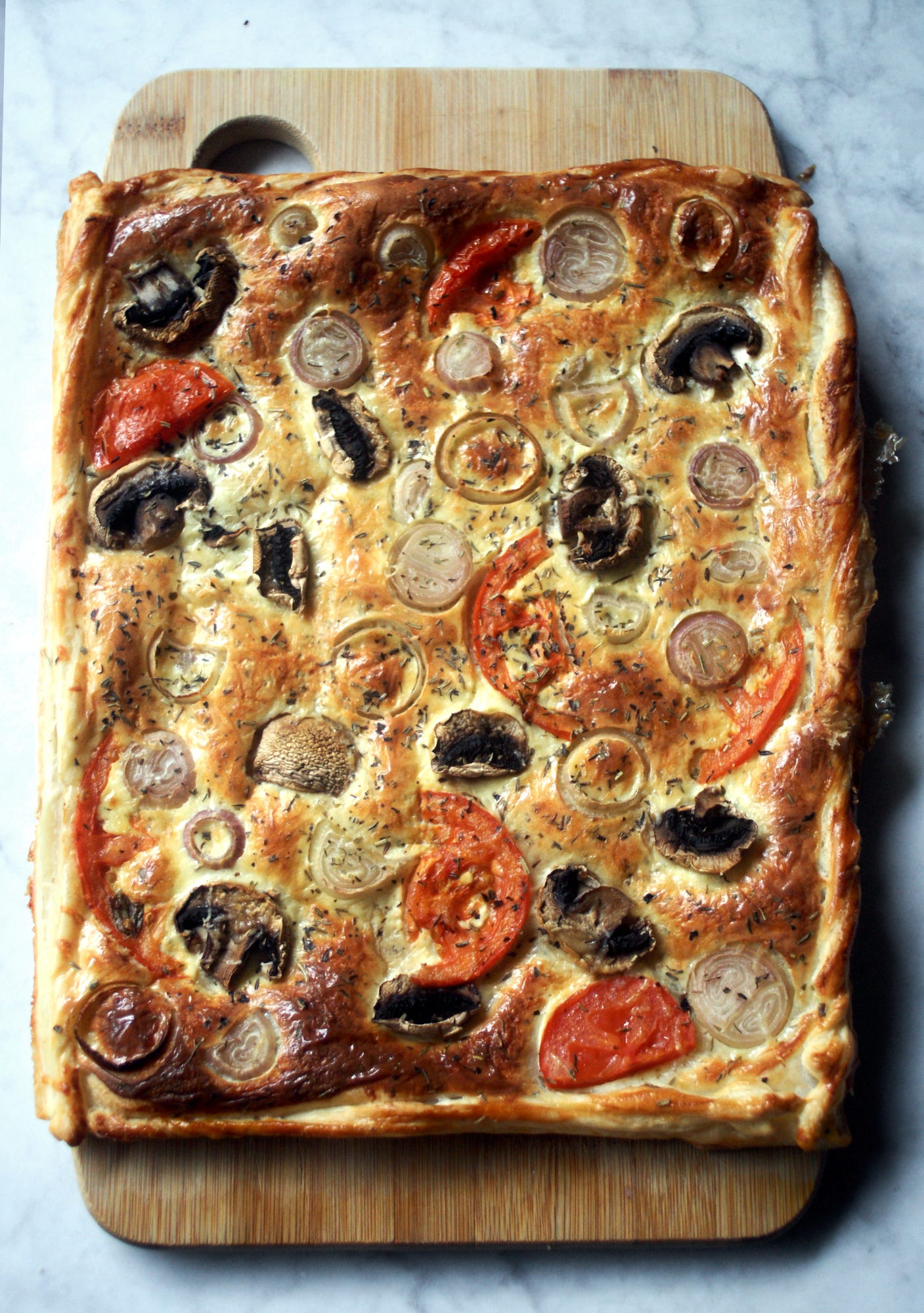 Boursin puff pastry tart