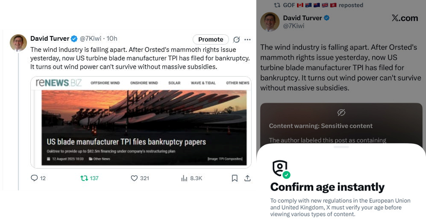 Figure 3 - Censorship of Posts About Wind Power Obscenities