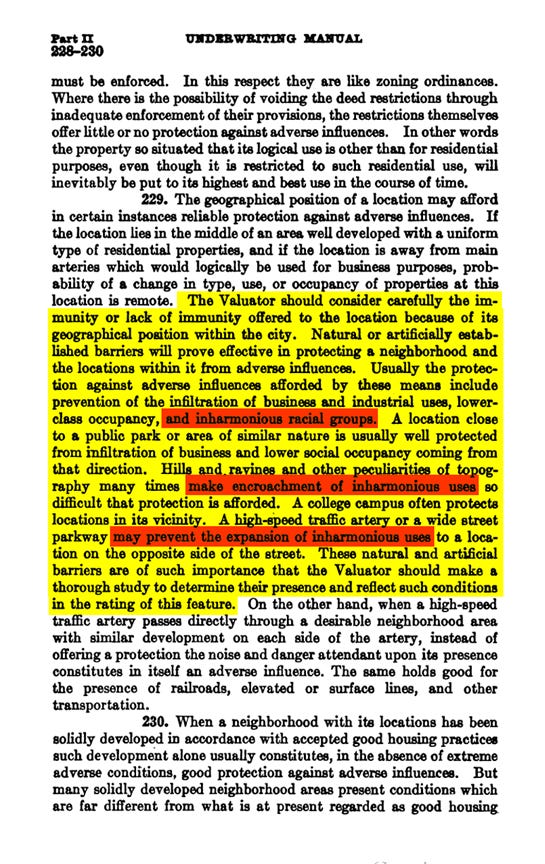 1936 FHA Manual Displaying Segregation Rules