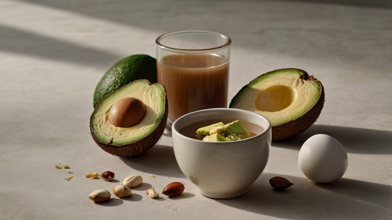 Best foods to break a fast – bone broth, coconut water, avocado, macadamia nuts, and soft-boiled eggs for gentle digestion