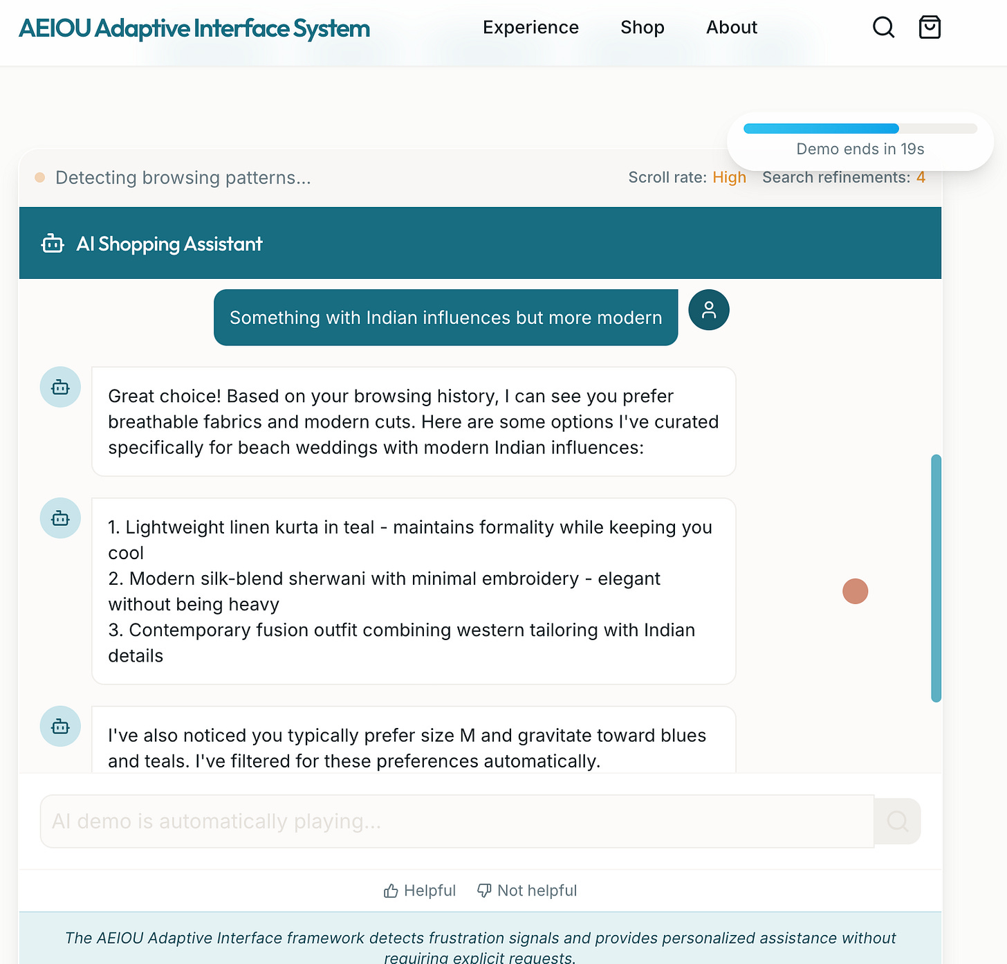 Screenshot of the interactive demo for Case Study 1