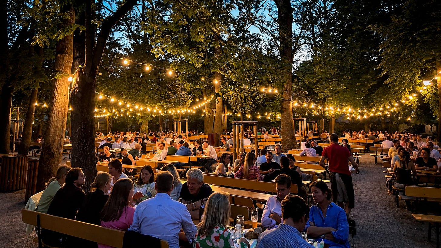 Biergarten a Monaco, di sera