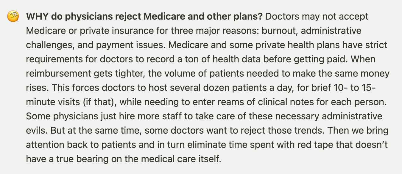 Why do some doctors reject Medicare?