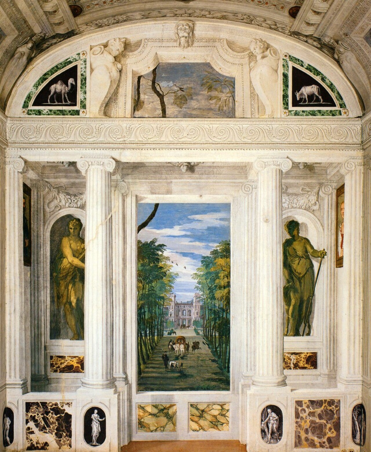 Paolo Veronese fresco in the Sala di Bacco, Villa Barbaro, about 1560 Paolo Veronese fresco in the Sala di Bacco, Villa Barbaro, about 1560