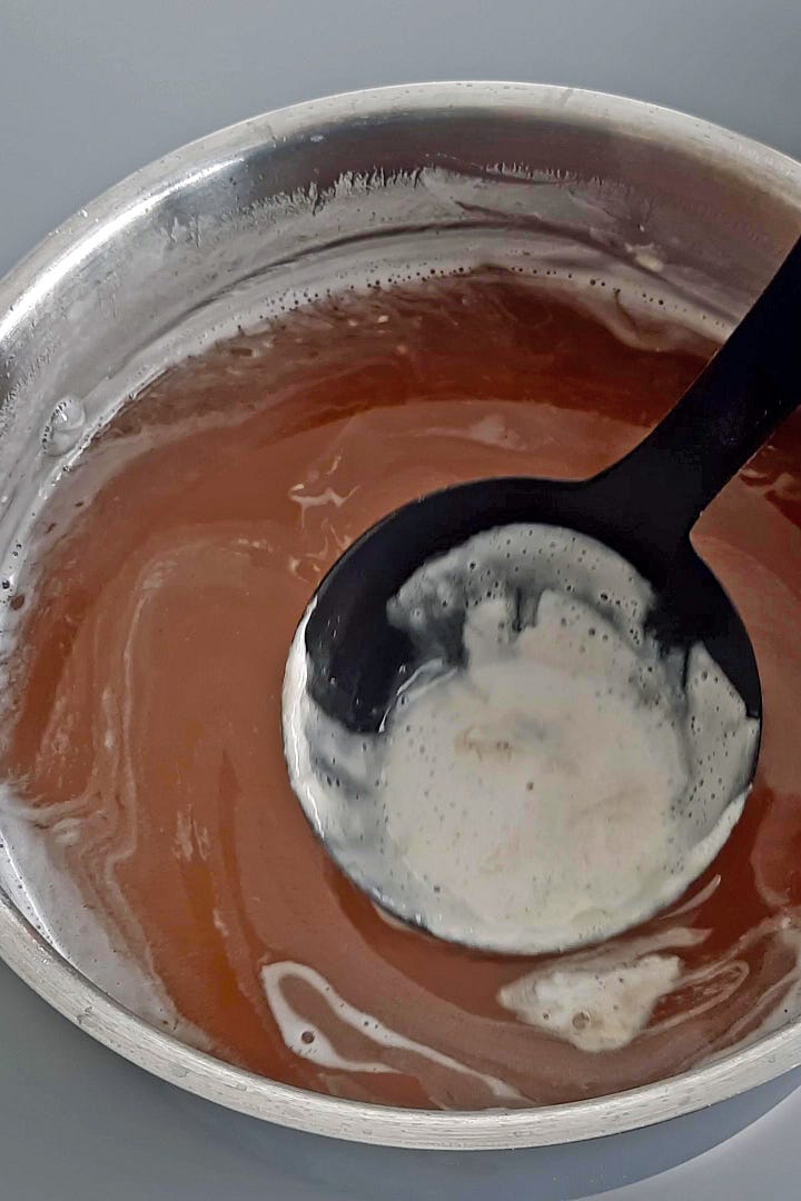 boiling the fruit glaze
